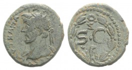Antoninus Pius (138-161). Seleucis and Pieria, Antioch. Æ Semis (18mm, 4.60g, 6h). Laureate bust r. R/ S • C; retrograde Z above, eagle below; all wit...