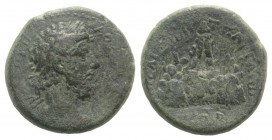 Lucius Verus (161-169). Cappadocia, Caesarea. Æ (23mm, 9.82g, 11h), year 5 (AD 165). Laureate, draped and cuirassed bust r. R/ Mt. Argaeus culminating...