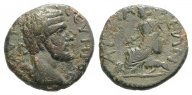 Septimius Severus (193-211). Thrace, Anchialus. Æ (19mm, 5.02g, 7h). Laureate head r. R/ Cybele seated l. between two lions, holding patera and restin...