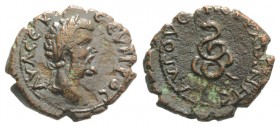 Septimius Severus (193-211). Thrace, Augusta Traiana. Æ (21mm, 3.97g, 12h). Laureate head r. R/ Coiled serpent l. Cf. Varbanov 1007 (serpent r.). Brow...