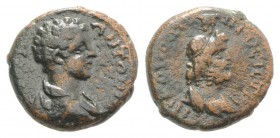 Caracalla (Caesar, 196-198). Moesia Inferior, Nicopolis ad Istrum. Æ (15mm, 3.96g, 6h). Bareheaded, draped and cuirassed bust of Caracalla r. R/ Drape...