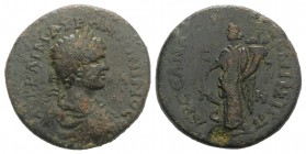 Caracalla (198-217). Pontus, Amasia. Æ (29mm, 16.56g, 6h). Laureate, draped and cuirassed bust r., seen from behind. R/ Tyche standing l., holding rud...