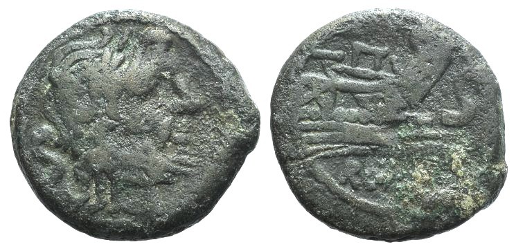Anonymous, unofficial series (?), after 211 BC. Æ Semis (23mm, 10.10g, 6h). Laur...