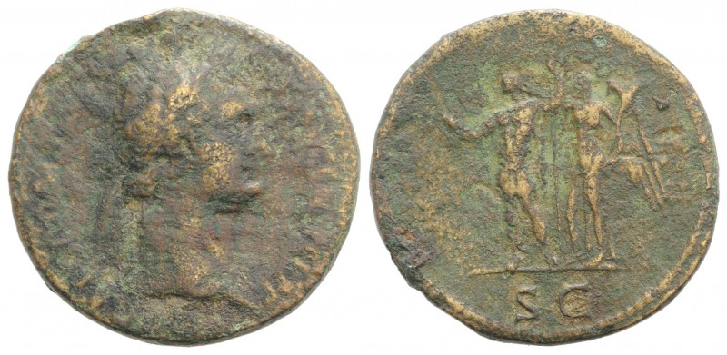 Domitian (81-96). Æ Sestertius (35mm, 21.14g, 6h). Rome, 90-1. Laureate head r. ...
