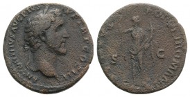 Antoninus Pius (138-161). Æ As (25.5mm, 7.39g, 6h). Rome, 140-4. Laureate head r. R/ The Genius Populi Romani standing front, head r., holding sceptre...