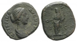 Crispina (Augusta, 178-182). Æ As (25.5mm, 11.32g, 5h). Rome. Draped bust r. R/ Juno standing l., holding patera and sceptre. RIC III 680 (Commodus). ...