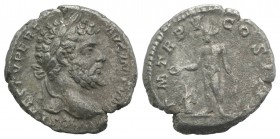 Septimius Severus (193-211). AR Denarius (17mm, 2.92g, 12h). Rome, AD 197. Laureate head r. R/ Genius standing l., sacrificing from patera over altar ...