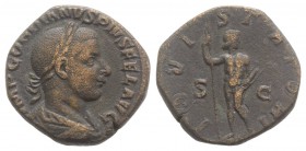 Gordian III (238-244). Æ Sestertius (28mm, 17.86g, 12h). Rome, 241-3. Laureate, draped and cuirassed bust r. R/ Jupiter standing r., holding sceptre a...