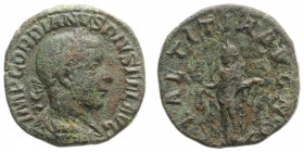 Gordian III (238-244). Æ Sestertius (30mm, 17.77g, 12h). Rome, AD 241. Laureate, draped and cuirassed bust r. R/ Laetitia standing facing, head l., ho...