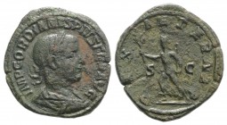 Gordian III (238-244). Æ Sestertius (33mm, 16.89g, 12h). Rome, AD 240. Laureate, draped and cuirassed bust r. R/ Pax advancing l., holding olive branc...
