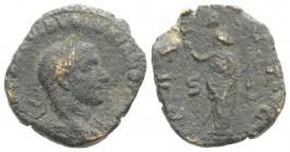 Volusian (251-253). Æ Sestertius (28mm, 14.73g, 11h). Rome, AD 252. Laureate, draped and cuirassed bust r. R/ Pax standing l., holding olive branch an...