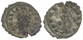 Gallienus (253-268). Antoninianus (24mm, 2.76g, 6h). Rome, 265-7. Radiate head r. R/ Abundantia standing r., emptying cornucopia; B. RIC V 157; RSC 5a...