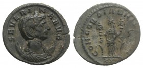 Severina (Augusta, 270-275). Antoninianus (23mm, 3.90g, 12h). Rome, 274-5. Draped bust r., wearing stephane and set on crescent. R/ Fides standing fac...