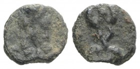 Constantine VII and Romanus I (913-959). Æ (14.5mm, 2.44g, 6h). Facing bust of Romanus I, wearing crown and loros. R/ Monogram. DOC 30; Sear 1766. Rar...