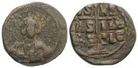 Anonymous, time of Romanus III (1028-1034). Æ 40 Nummi (32mm, 9.86g, 6h). Constantinople. Bust of Christ facing, holding Gospels. R/ Legend in three l...