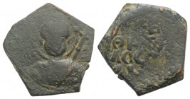Crusaders, Antioch. Tancred (Regent, 1101-03, 1104-12). Æ Follis (20mm, 3.83g, 6h). Nimbate facing bust of St. Peter, holding cruciform sceptre. R/ Le...