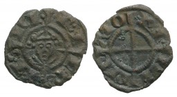 Italy, Brindisi. Federico II (1198-1250). BI Denaro 1239 (16mm, 0.68g, 12h). Cross pattée. R/ Crowned bust facing set on cross pattée. Spahr 121. Good...