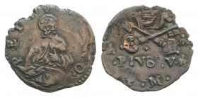 Italy, Fano. Pio V (1566-1572). BI Quattrino (15mm, 0.56g, 12h). Muntoni 58; Berman 1124. VF