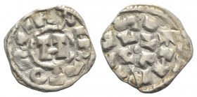 Italy, Lucca. Enrico III, IV or V (1039-1125). AR Denaro (15mm, 0.98g). Monogram. R/ LVCA. Biaggi 1058. Good VF