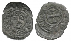 Italy, Napoli. Carlo II d’Angiò (1285-1309). BI Denaro Gherardino (16mm, 0.55g, 5h). Four fleur-de-lis. R/ Cross. P.R.5. Near VF