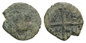 Italy, Salerno. Guglielmo I (1154-1166). Æ Follaro Fraction (12mm, 1.34g, 10h). Cross; W REX DVX PN in quarters. R/ Lamb l. Cappelli 159; Bellizia 178...