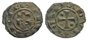 Italy, Sicily, Messina. Corrado I (1250-1254). BI Denaro (15mm, 0.57g, 6h). RX. R/ Cross. Spahr 155. VF