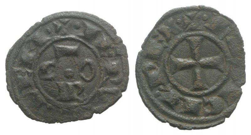 Italy, Sicily, Messina. Corrado I (1250-1254). BI Denaro (15mm, 0.58g, 3h). COR....