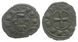 Italy, Sicily, Messina. Corrado I (1250-1254). BI Denaro (15mm, 0.58g, 3h). COR. R/ Cross. Spahr 158. VF