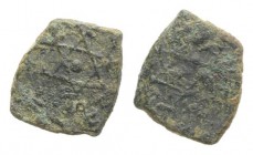 Italy, Sicily, Palermo. Ruggero II (King, 1130-1154). BI Kharruba (8mm, 0.39g). Two crossed triangles; pellet in centre. R/ Two crossed triangles; pel...