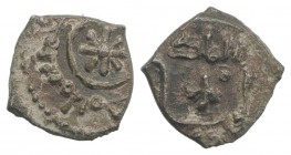 Italy, Sicily, Palermo. Guglielmo I (1154-1166). AR Kharruba or Fraction of Dirhem (7mm, 0.32g). Star; Kufic legend around. R/ Kufic legend in two lin...