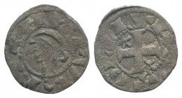 Spain, Aragon. Alfonso I (1104-1134). BI Dinero (15mm, 1.06g, 3h). oledo. Bare head l. R/ Cross pattée; stars in second and fourth quarter. ME 938. Ne...