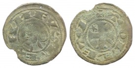 Spain, Aragon. Alfonso I (1104-1134). BI Dinero (17mm, 1.03g, 6h). Toledo. Bare head l. R/ Cross pattée; stars in second and fourth quarter. ME 938. N...