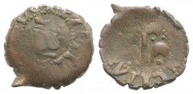 Spain, Felipe III (1598-1621). Æ Dinero (16mm, 1.21g, 12h). Valencia. Crowned head l. R/ Tree. Calicò 246. Good Fine