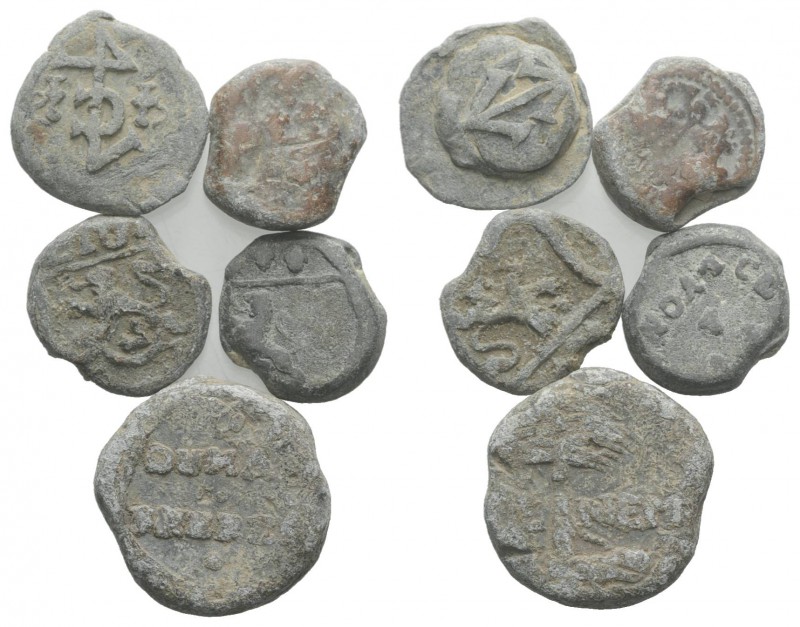 Lot of 5 PB Seals-Tesserae. Lot sold as is, no return