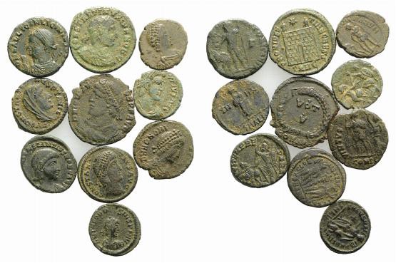 Lot of 10 Æ Roman Imperial coins. Lot sold as is, no return