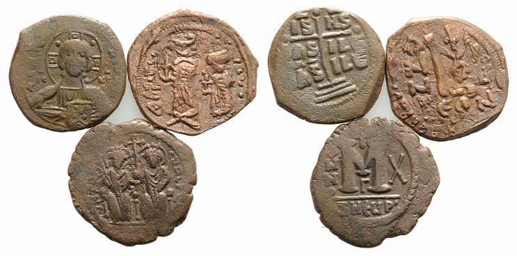 Lot of 3 Byzantine Æ coins, to be catalog. Lot sold as is, no return