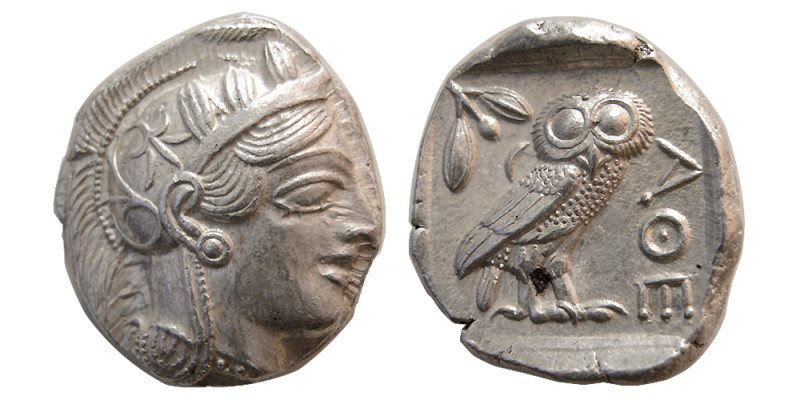 ATTICA, Athens. 440-404 BC. Silver Tetradrachm (17.28 gm; 26mm x 23mm). Helmeted...