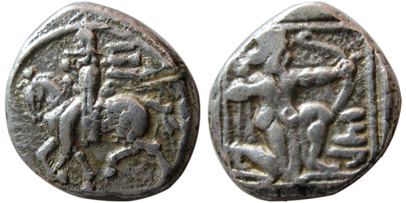 CILICIA. Tarsos. Circa 420-410 BC. AR Stater (10.04 gm; 20 mm). Horseman riding ...