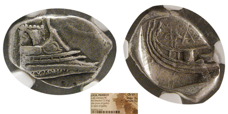 LYCIA, Phaselis. Ca. 4th. Century BC. AR Tetrobol (3.56 g; 16mm x 11mm). Prow of...