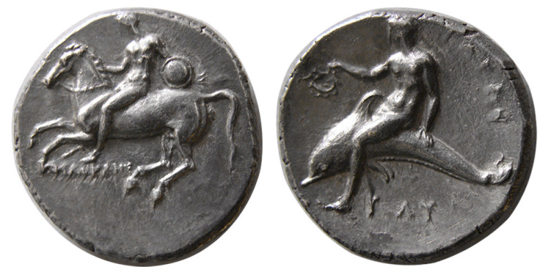 CALABRIA, Tarentum. Circa 281-270 BC. AR Nomos (7.82 gm; 21 mm). Si..., Philokle...