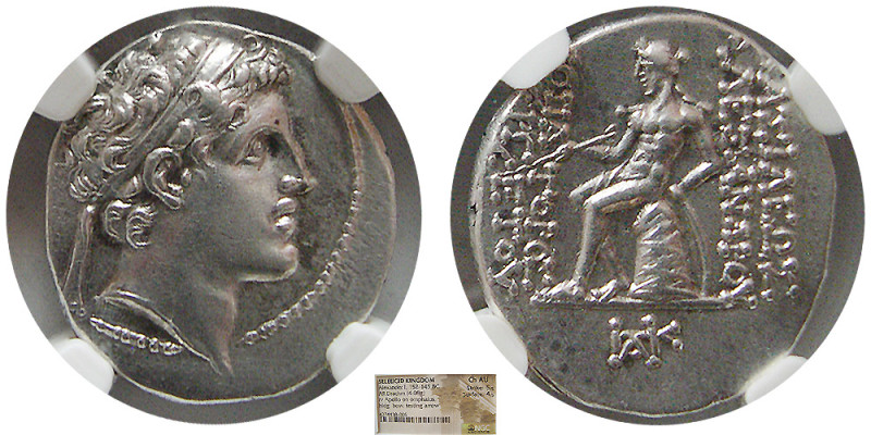 SELEUKID KINGDOM, Alexander I Balas. 152-145 BC. AR Drachm (4.08 gm; 18 mm). NGC...