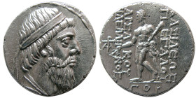 KINGS of PARTHIA, Mithradates I. 164-132 BC. AR Tetradrachm. RRR.