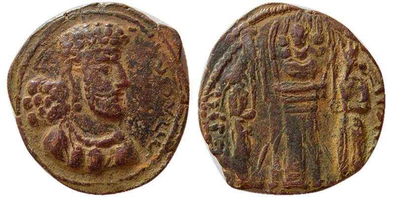 SASANIAN KINGS. Shapur II. AD. 309-379. Æ (8.16 gm; 26 mm). Bust right, wearing ...