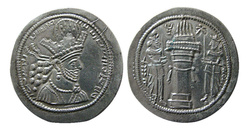 SASANIAN KINGS. Shapur II. 309-379 AD. AR Drachm (4.20 gm; 28 mm). Mint I (“Ctes...