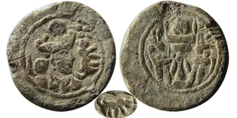 SASANIAN KINGS. Varahran IV. AD 388-399. PB (Lead) Unit (3.90 gm; 16 mm). Obvers...