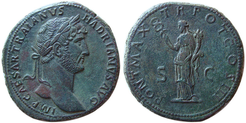 ROMAN EMPIRE; Hadrian, 117-138 AD. Æ Sestertius (22.93 gm; 34 mm). Struck AD 119...