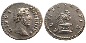 ROMAN EMPIRE. Divus Antoninus Pius. 138-161 AD. AR Denarius.