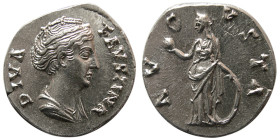 ROMAN EMPIRE; Diva Faustina, after AD 141. AR Denarius.