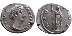 ROMAN EMPIRE; Diva Faustina I, Died 141 AD. AR Denarius.