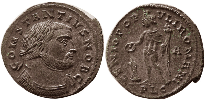 ROMAN EMPIRE; Constantius I. As Caesar, 293-305 AD. Æ Silvered Follis (10.97 gm;...